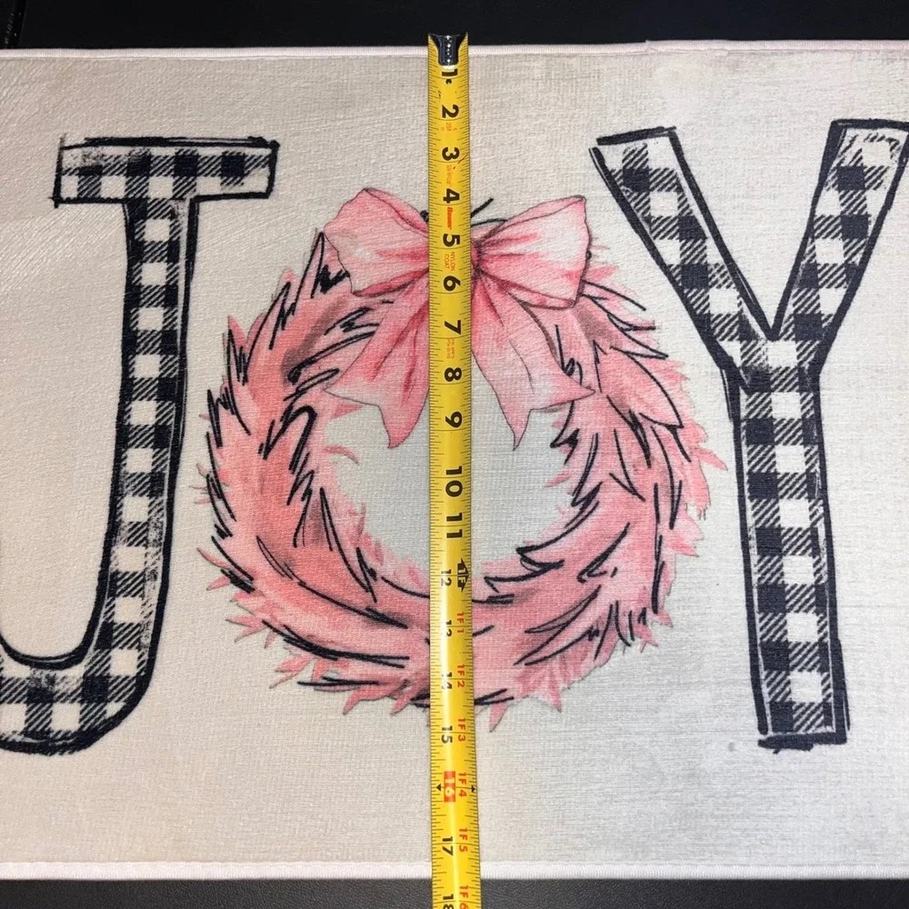 New Joy Buffalo Plaid‎ Wreath Doormat Christmas Holiday Home Decor Accent Rug